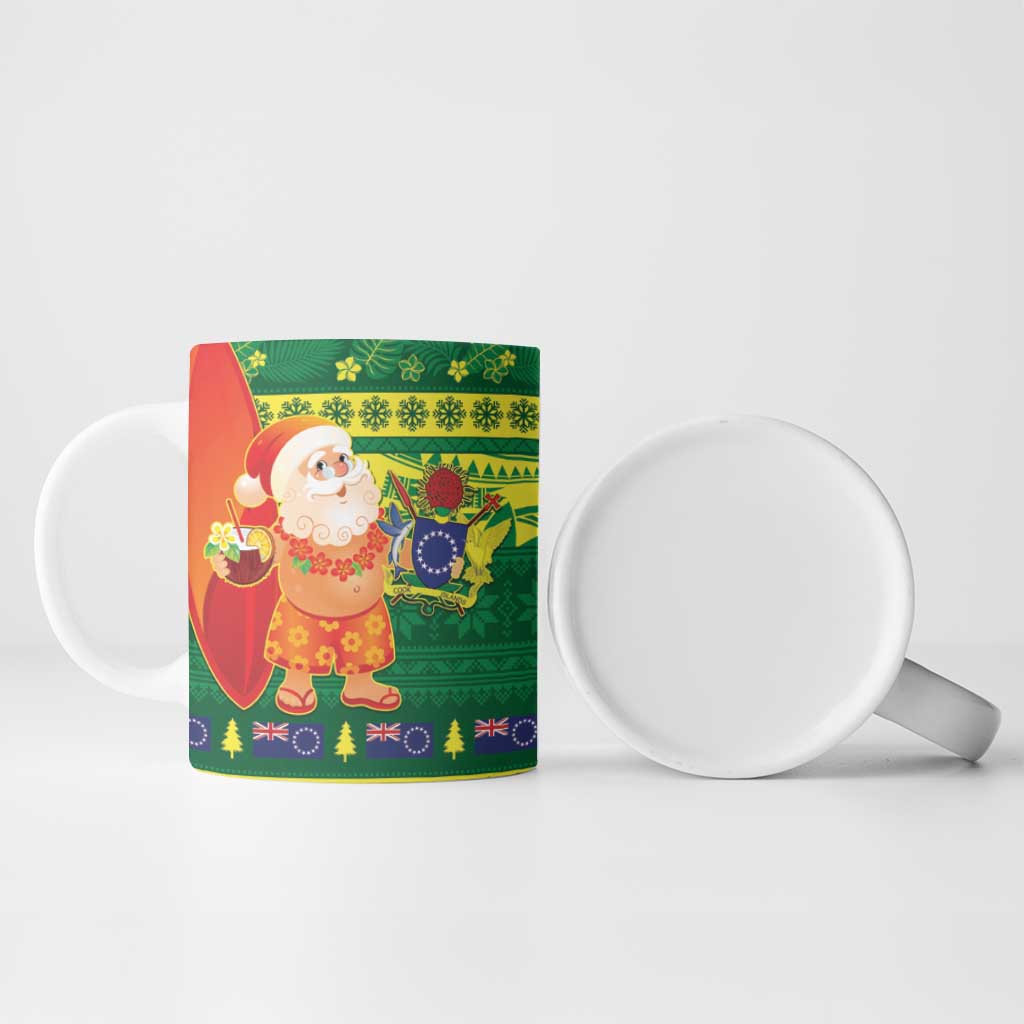 Cook Islands Christmas Ceramic Mug Surfing Santa Mere Kiritimiti - Polynesian Pride