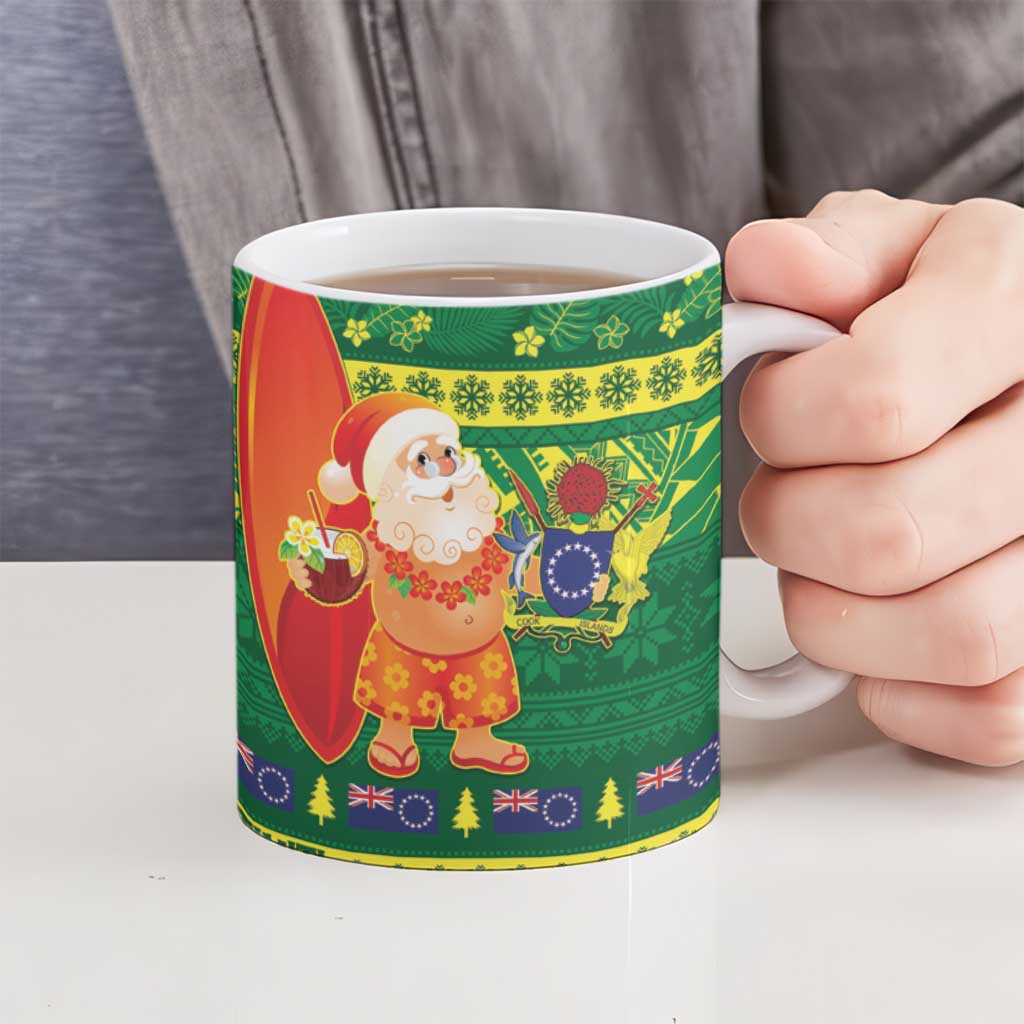 Cook Islands Christmas Ceramic Mug Surfing Santa Mere Kiritimiti - Polynesian Pride