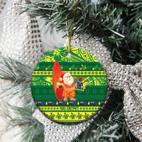 Cook Islands Christmas Ceramic Ornament Surfing Santa Mere Kiritimiti - Polynesian Pride