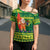 Cook Islands Christmas Cross Shoulder Shirt Surfing Santa Mere Kiritimiti - Polynesian Pride