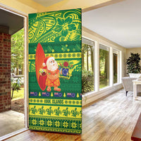 Cook Islands Christmas Door Cover Surfing Santa Mere Kiritimiti - Polynesian Pride