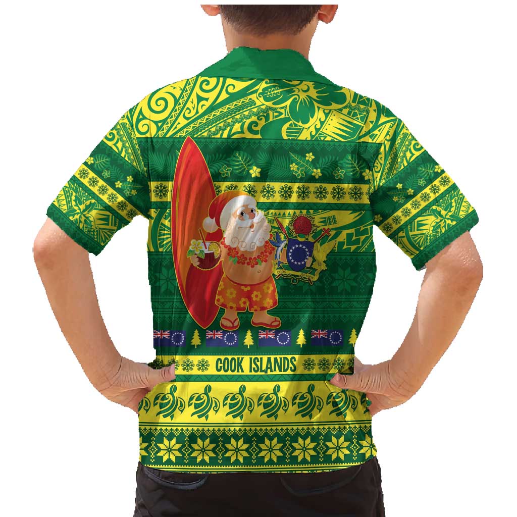 Cook Islands Christmas Family Matching Mermaid Dress and Hawaiian Shirt Surfing Santa Mere Kiritimiti - Polynesian Pride