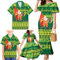 Cook Islands Christmas Family Matching Mermaid Dress and Hawaiian Shirt Surfing Santa Mere Kiritimiti - Polynesian Pride