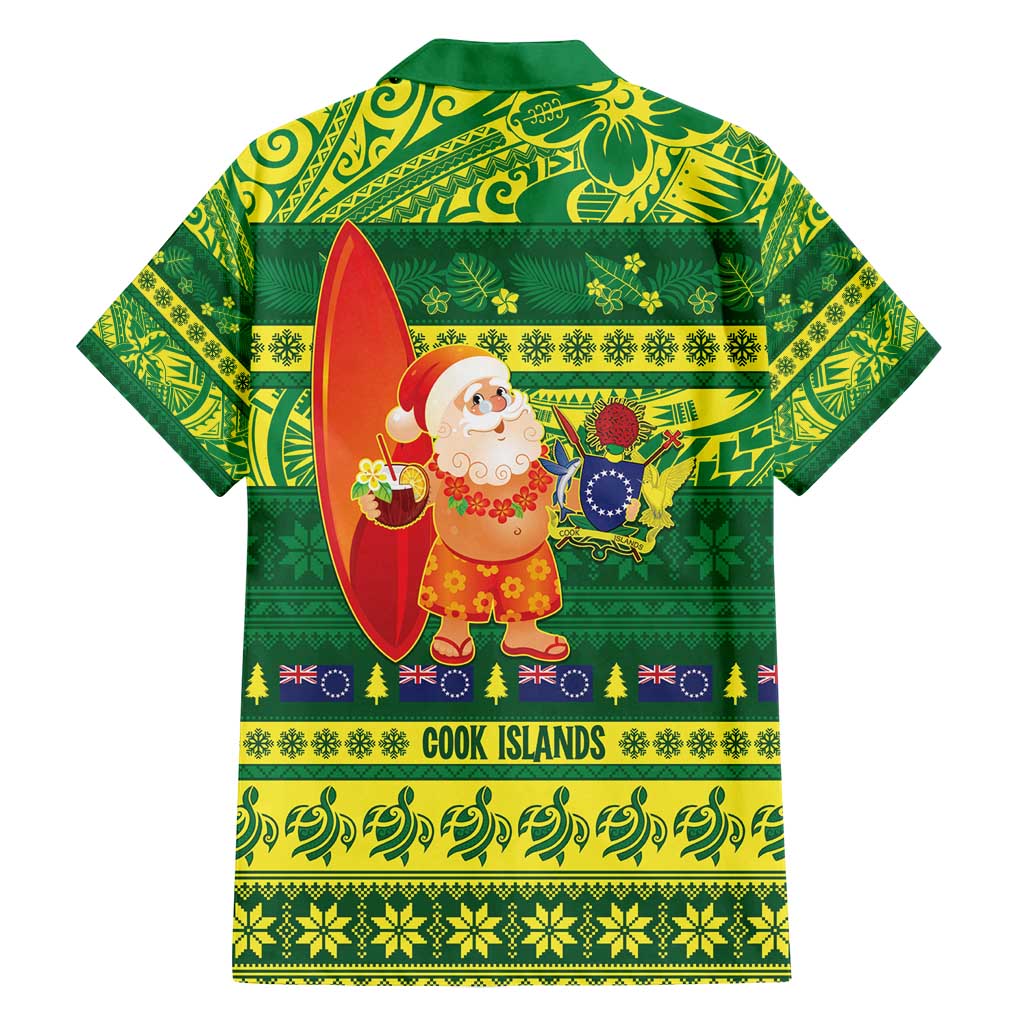 Cook Islands Christmas Family Matching Puletasi and Hawaiian Shirt Surfing Santa Mere Kiritimiti - Polynesian Pride