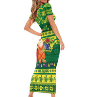 Cook Islands Christmas Family Matching Short Sleeve Bodycon Dress and Hawaiian Shirt Surfing Santa Mere Kiritimiti - Polynesian Pride