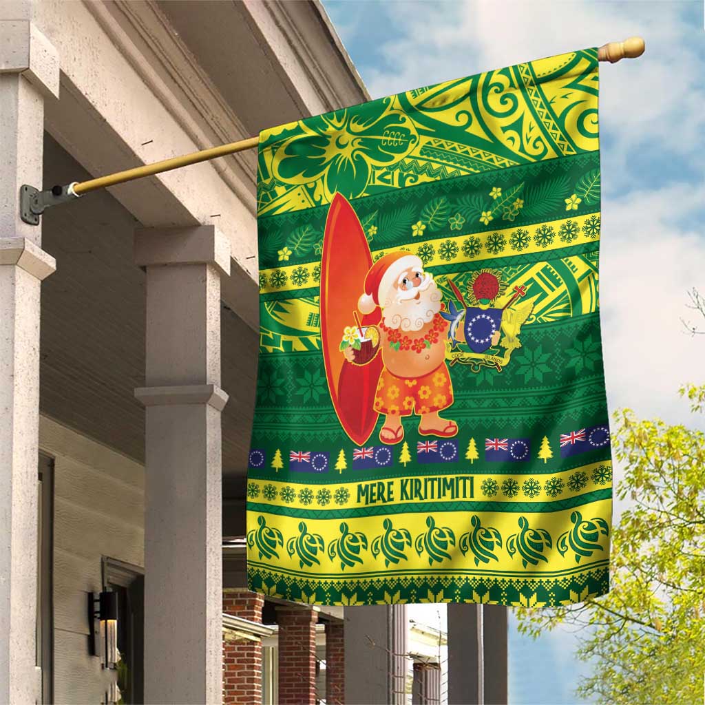 Cook Islands Christmas Garden Flag Surfing Santa Mere Kiritimiti - Polynesian Pride