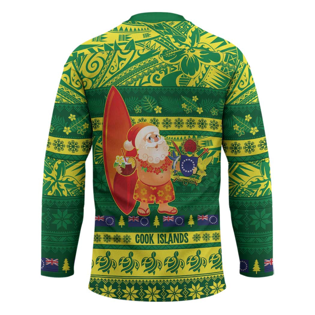 Cook Islands Christmas Hockey Jersey Surfing Santa Mere Kiritimiti - Polynesian Pride