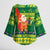Cook Islands Christmas Kimono Sleeve Blouse Surfing Santa Mere Kiritimiti - Polynesian Pride