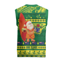 Cook Islands Christmas Knitted V-Neck Vest Surfing Santa Mere Kiritimiti - Polynesian Pride