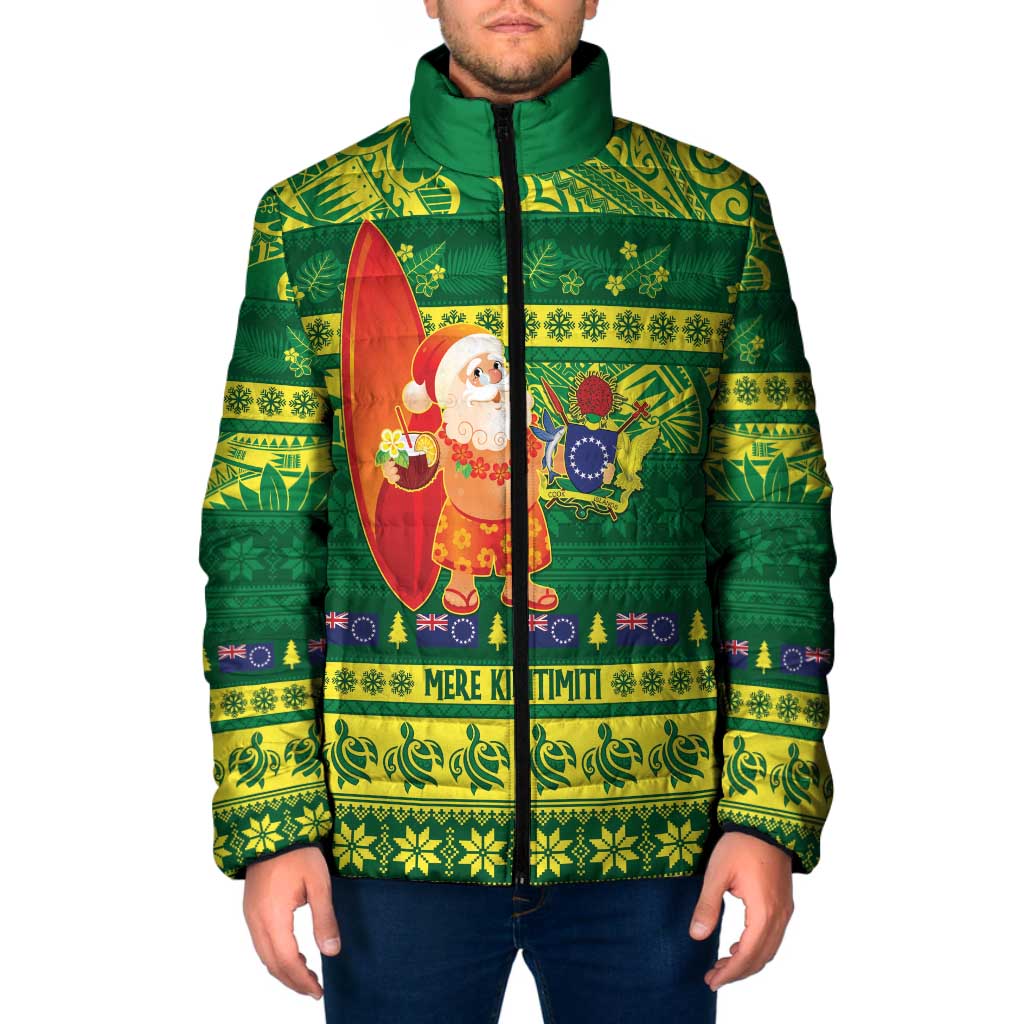 Cook Islands Christmas Padded Jacket Surfing Santa Mere Kiritimiti - Polynesian Pride