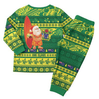 Cook Islands Christmas Pajama Set Surfing Santa Mere Kiritimiti - Polynesian Pride