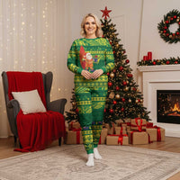 Cook Islands Christmas Pajama Set Surfing Santa Mere Kiritimiti - Polynesian Pride