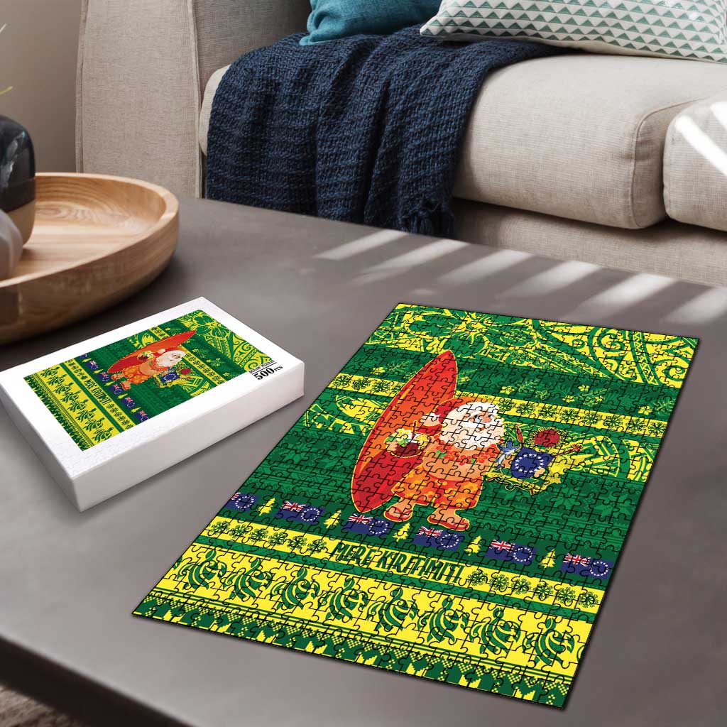 Cook Islands Christmas Puzzle Surfing Santa Mere Kiritimiti - Polynesian Pride