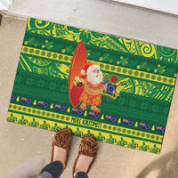 Cook Islands Christmas Rubber Doormat Surfing Santa Mere Kiritimiti - Polynesian Pride