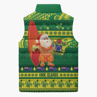 Cook Islands Christmas Sleeveless Puffer Jacket Surfing Santa Mere Kiritimiti - Polynesian Pride