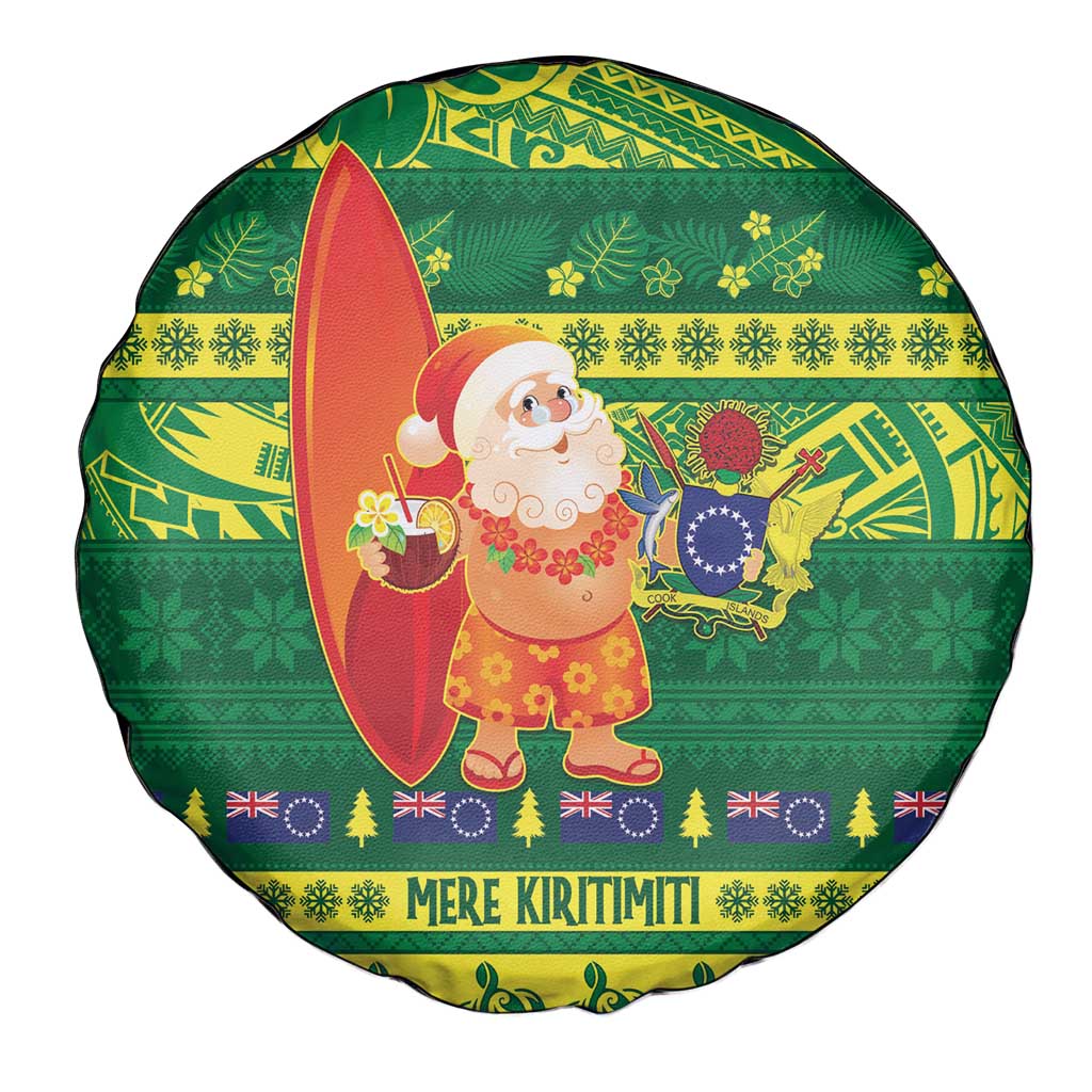 Cook Islands Christmas Spare Tire Cover Surfing Santa Mere Kiritimiti - Polynesian Pride