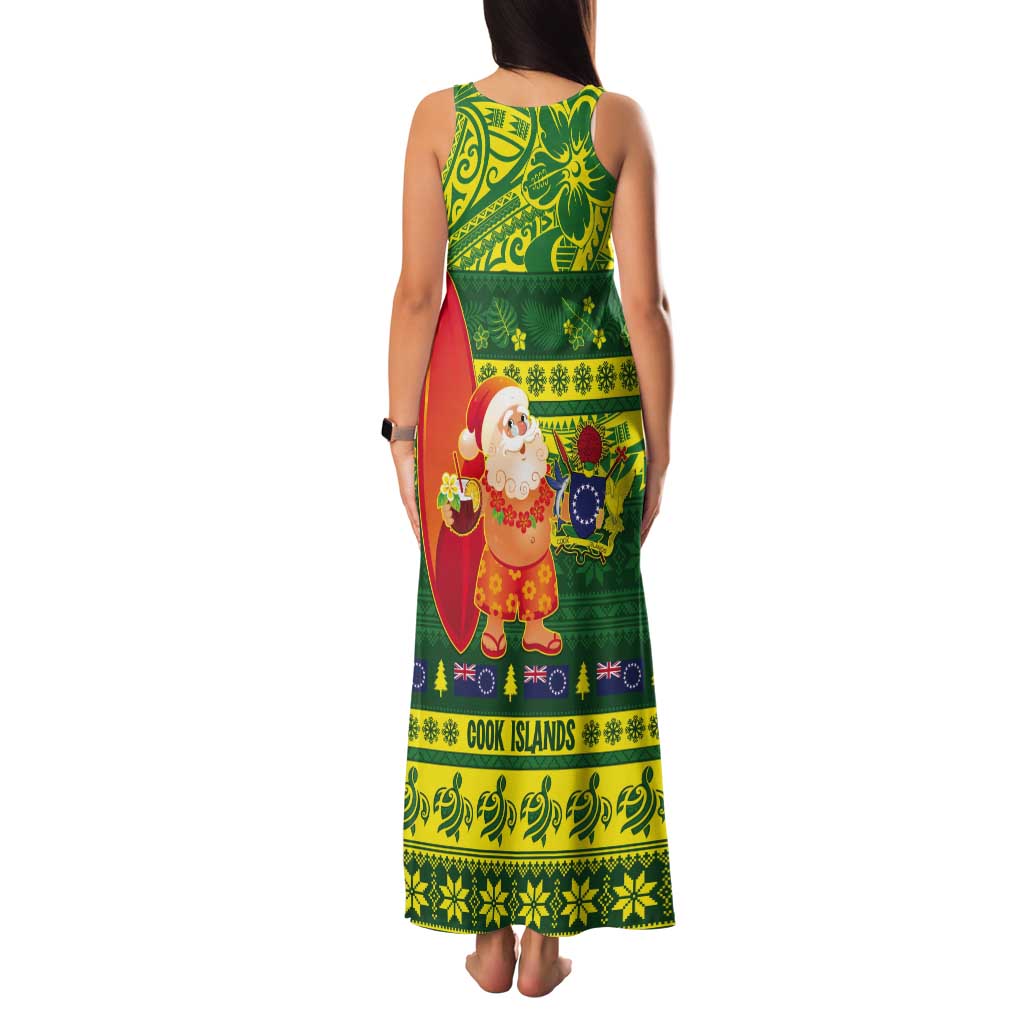 Cook Islands Christmas Tank Maxi Dress Surfing Santa Mere Kiritimiti - Polynesian Pride