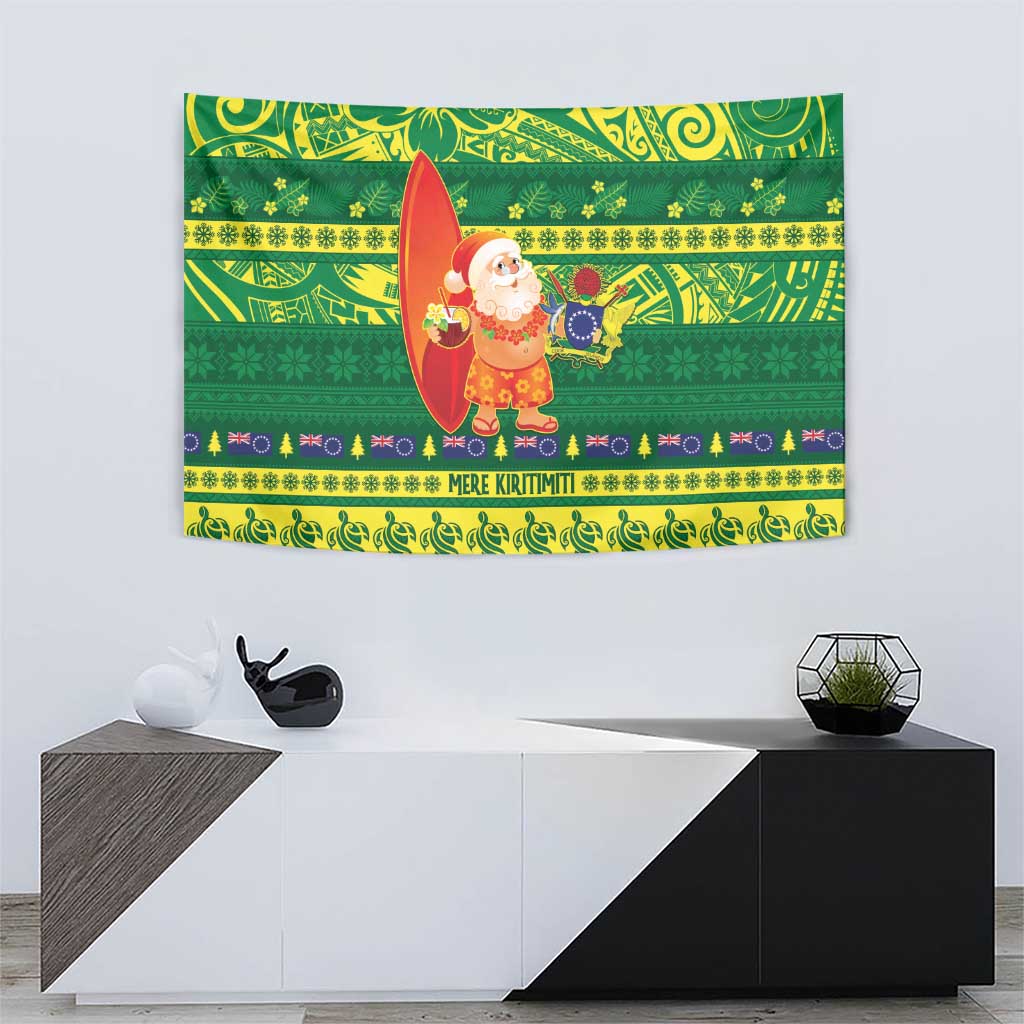 Cook Islands Christmas Tapestry Surfing Santa Mere Kiritimiti - Polynesian Pride