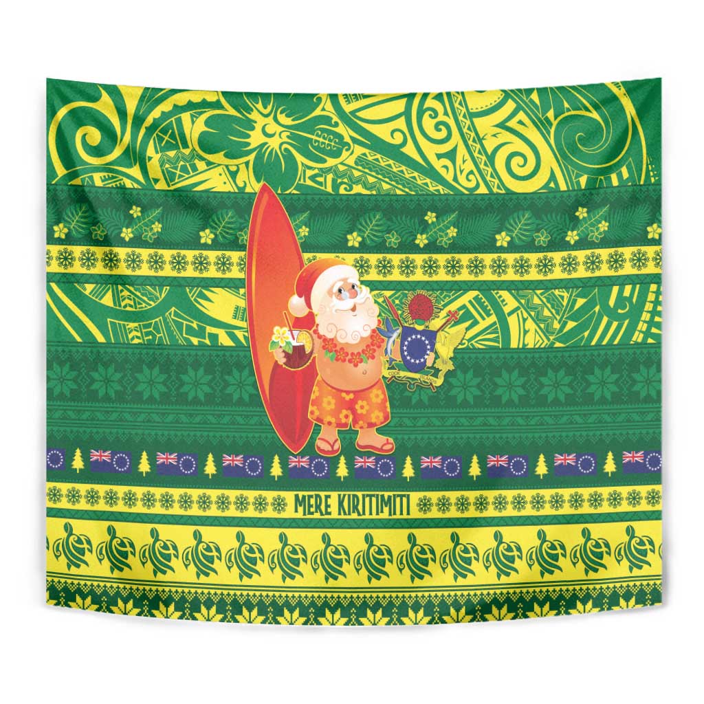 Cook Islands Christmas Tapestry Surfing Santa Mere Kiritimiti - Polynesian Pride