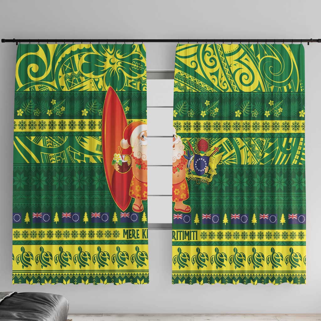 Cook Islands Christmas Window Curtain Surfing Santa Mere Kiritimiti - Polynesian Pride