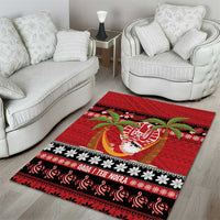 French Polynesia Christmas Area Rug Tiare Chilling Santa Oaoa I teie Noera - Polynesian Pride