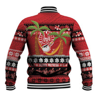 French Polynesia Christmas Baseball Jacket Tiare Chilling Santa Oaoa I teie Noera LT14 - Polynesian Pride