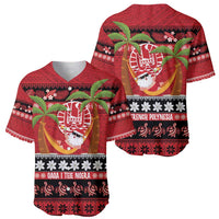 French Polynesia Christmas Baseball Jersey Tiare Chilling Santa Oaoa I teie Noera - Polynesian Pride