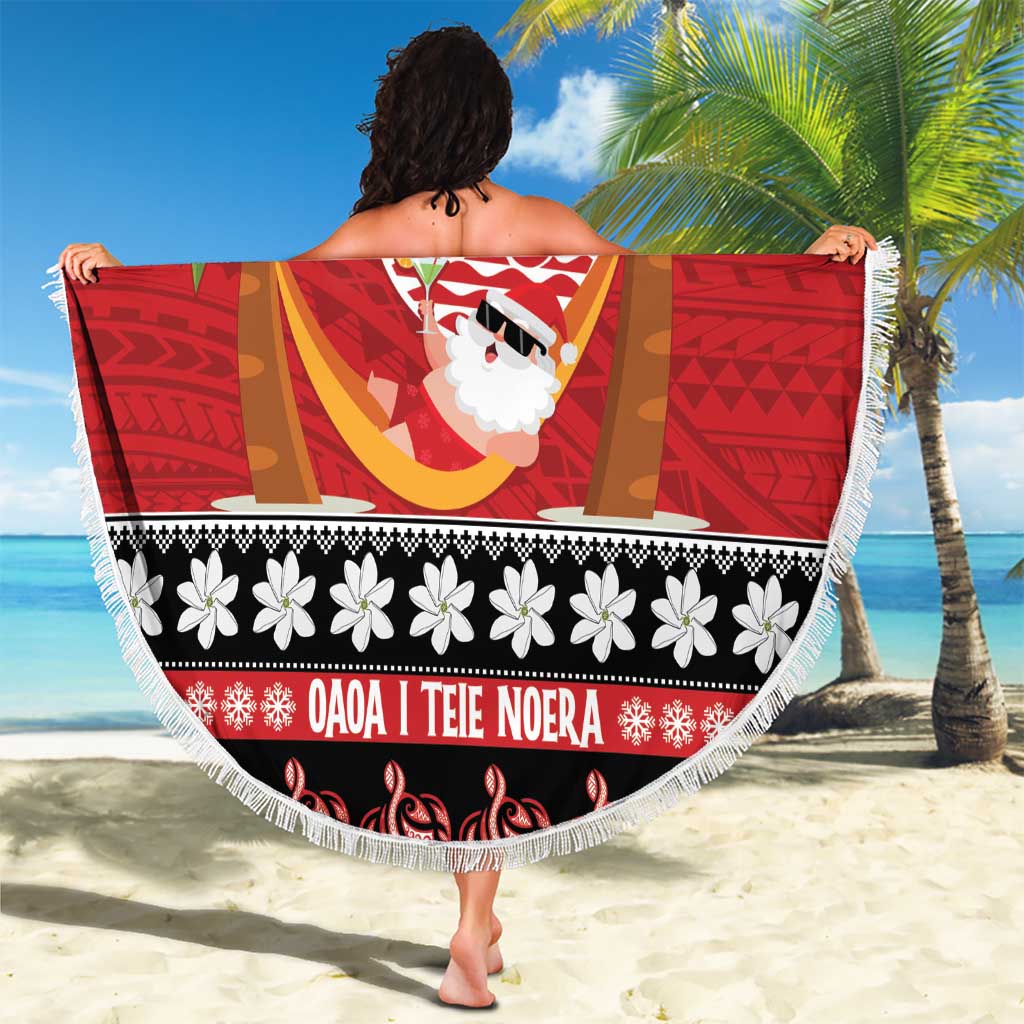 French Polynesia Christmas Beach Blanket Tiare Chilling Santa Oaoa I teie Noera LT14 - Polynesian Pride