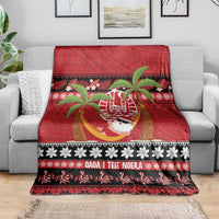 French Polynesia Christmas Blanket Tiare Chilling Santa Oaoa I teie Noera - Polynesian Pride