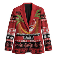 French Polynesia Christmas Blazer Tiare Chilling Santa Oaoa I teie Noera LT14 Unisex Red - Polynesian Pride