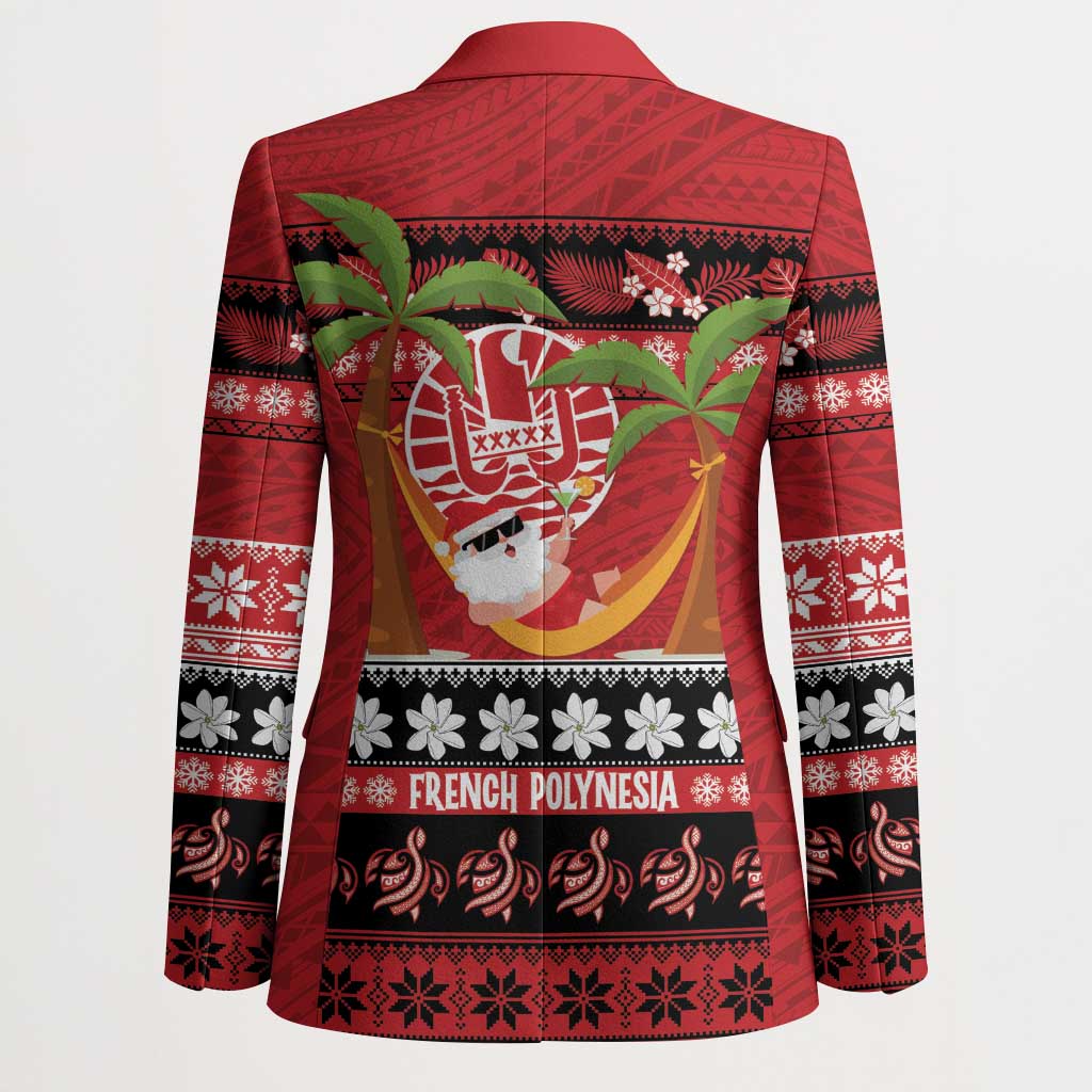 French Polynesia Christmas Blazer Tiare Chilling Santa Oaoa I teie Noera LT14 - Polynesian Pride
