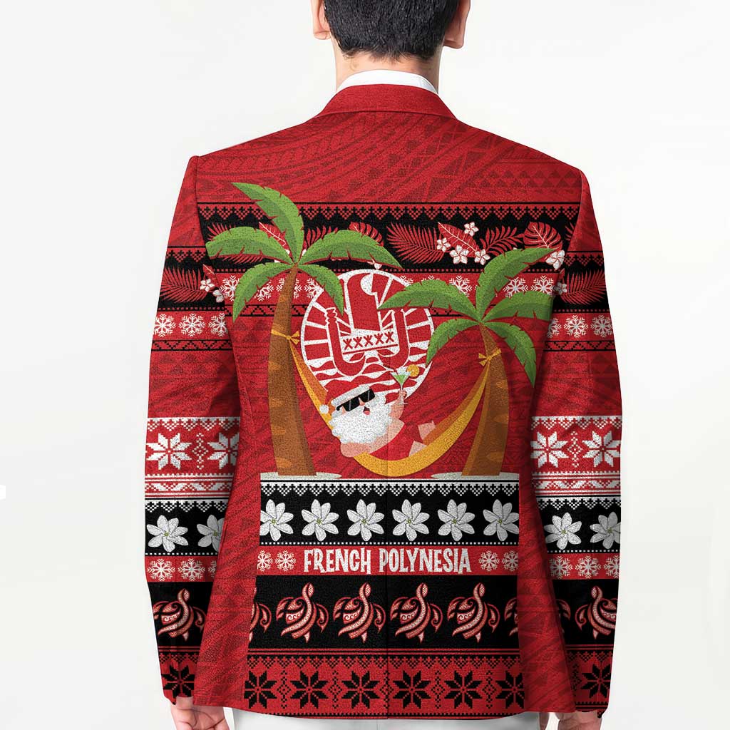 French Polynesia Christmas Blazer Tiare Chilling Santa Oaoa I teie Noera LT14 - Polynesian Pride