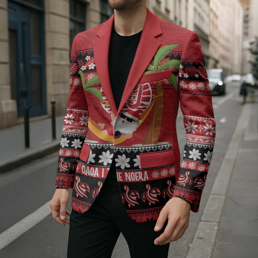 French Polynesia Christmas Blazer Tiare Chilling Santa Oaoa I teie Noera LT14 - Polynesian Pride