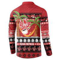 French Polynesia Christmas Button Sweatshirt Tiare Chilling Santa Oaoa I teie Noera LT14 - Polynesian Pride