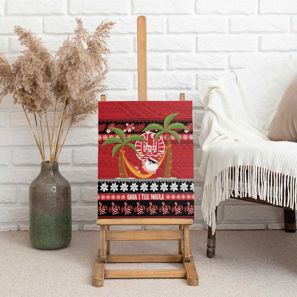 French Polynesia Christmas Canvas Wall Art Tiare Chilling Santa Oaoa I teie Noera LT14 - Polynesian Pride
