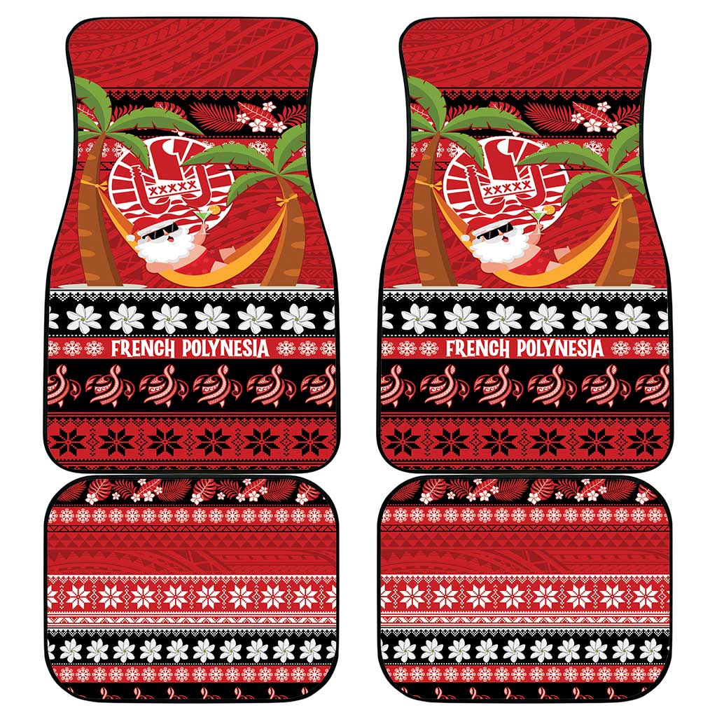 French Polynesia Christmas Car Mats Tiare Chilling Santa Oaoa I teie Noera LT14 - Polynesian Pride