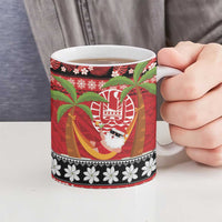 French Polynesia Christmas Ceramic Mug Tiare Chilling Santa Oaoa I teie Noera LT14 - Polynesian Pride