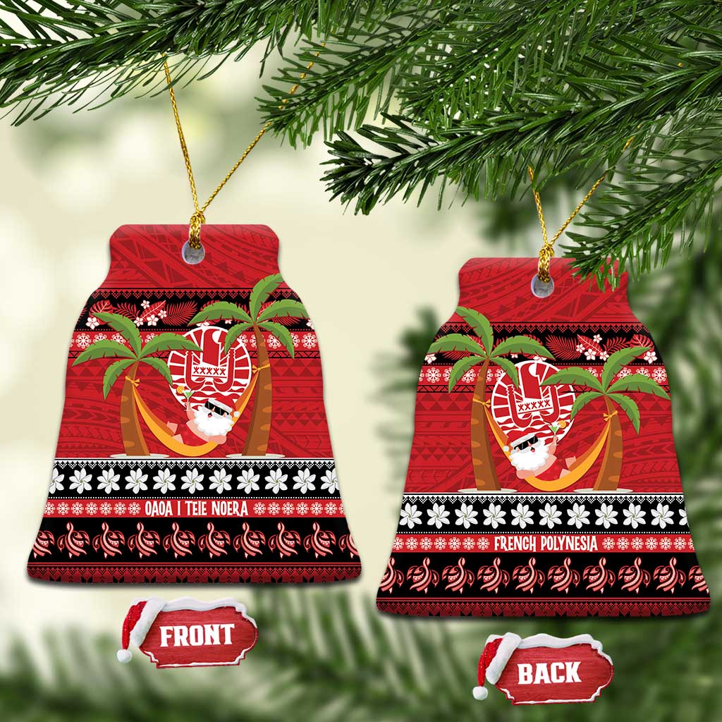 French Polynesia Christmas Ceramic Ornament Tiare Chilling Santa Oaoa I teie Noera - Polynesian Pride