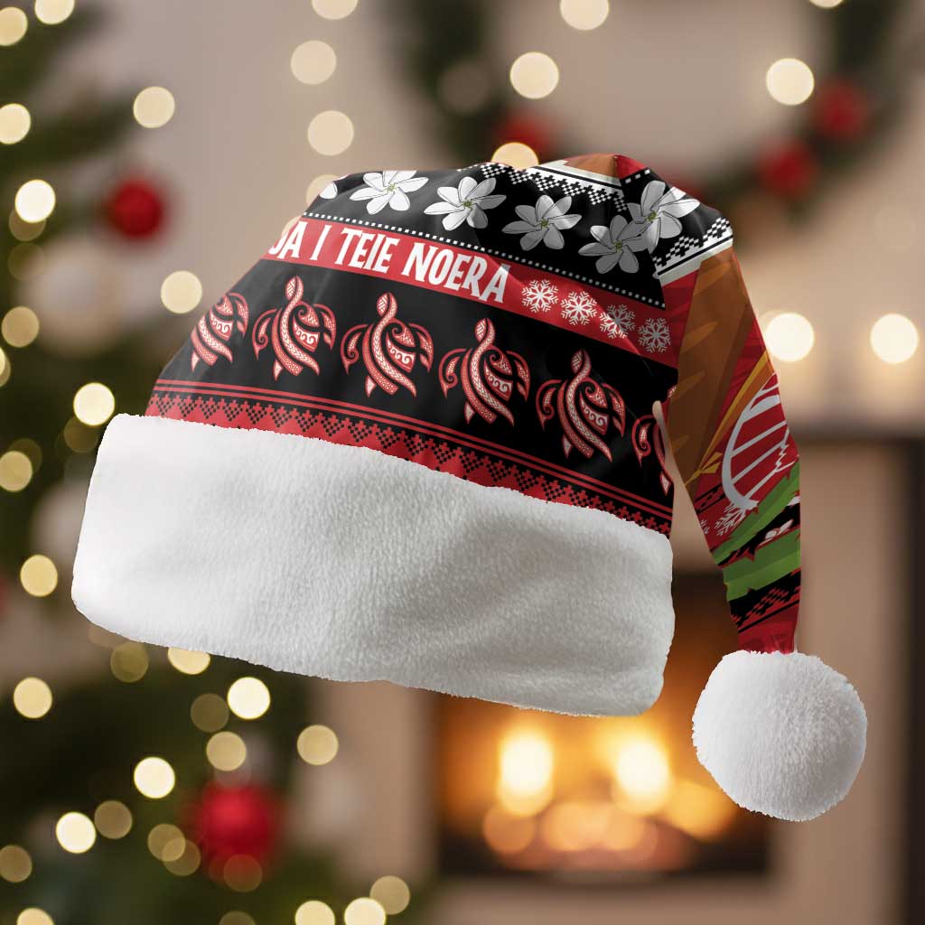 French Polynesia Christmas Santa Hat Tiare Chilling Santa Oaoa I teie Noera LT14 Without Fur Red - Polynesian Pride