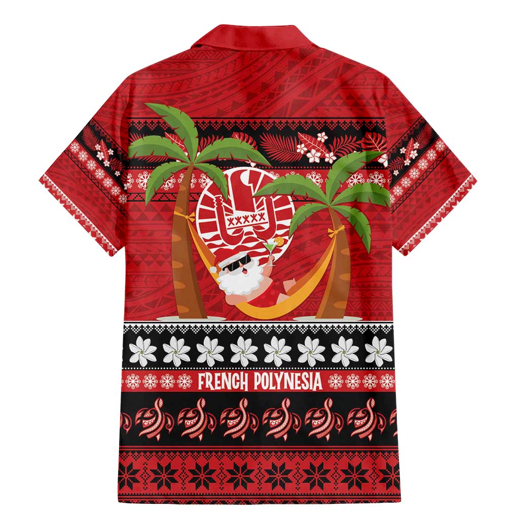 French Polynesia Christmas Family Matching Mermaid Dress and Hawaiian Shirt Tiare Chilling Santa Oaoa I teie Noera - Polynesian Pride