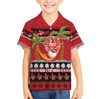 French Polynesia Christmas Family Matching Puletasi and Hawaiian Shirt Tiare Chilling Santa Oaoa I teie Noera - Polynesian Pride