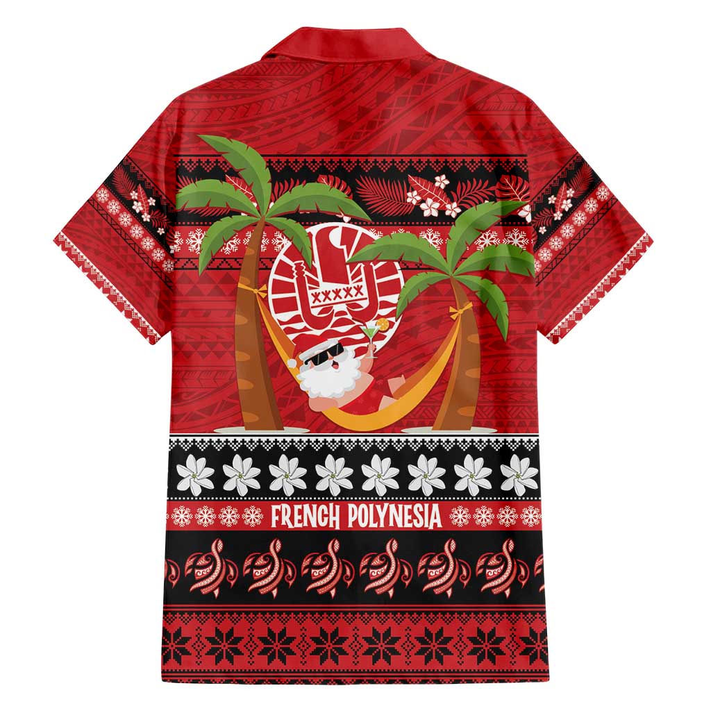 French Polynesia Christmas Hawaiian Shirt Tiare Chilling Santa Oaoa I teie Noera - Polynesian Pride