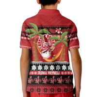 French Polynesia Christmas Kid Polo Shirt Tiare Chilling Santa Oaoa I teie Noera - Polynesian Pride