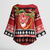 French Polynesia Christmas Kimono Sleeve Blouse Tiare Chilling Santa Oaoa I teie Noera LT14 - Polynesian Pride