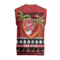 French Polynesia Christmas Knitted V-Neck Vest Tiare Chilling Santa Oaoa I teie Noera LT14 - Polynesian Pride