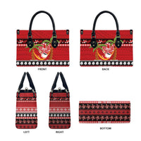 French Polynesia Christmas Leather Bag Tiare Chilling Santa Oaoa I teie Noera - Polynesian Pride
