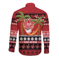 French Polynesia Christmas Long Sleeve Button Shirt Tiare Chilling Santa Oaoa I teie Noera LT14 - Polynesian Pride