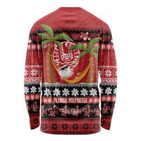 French Polynesia Christmas Long Sleeve Shirt Tiare Chilling Santa Oaoa I teie Noera LT14 - Polynesian Pride