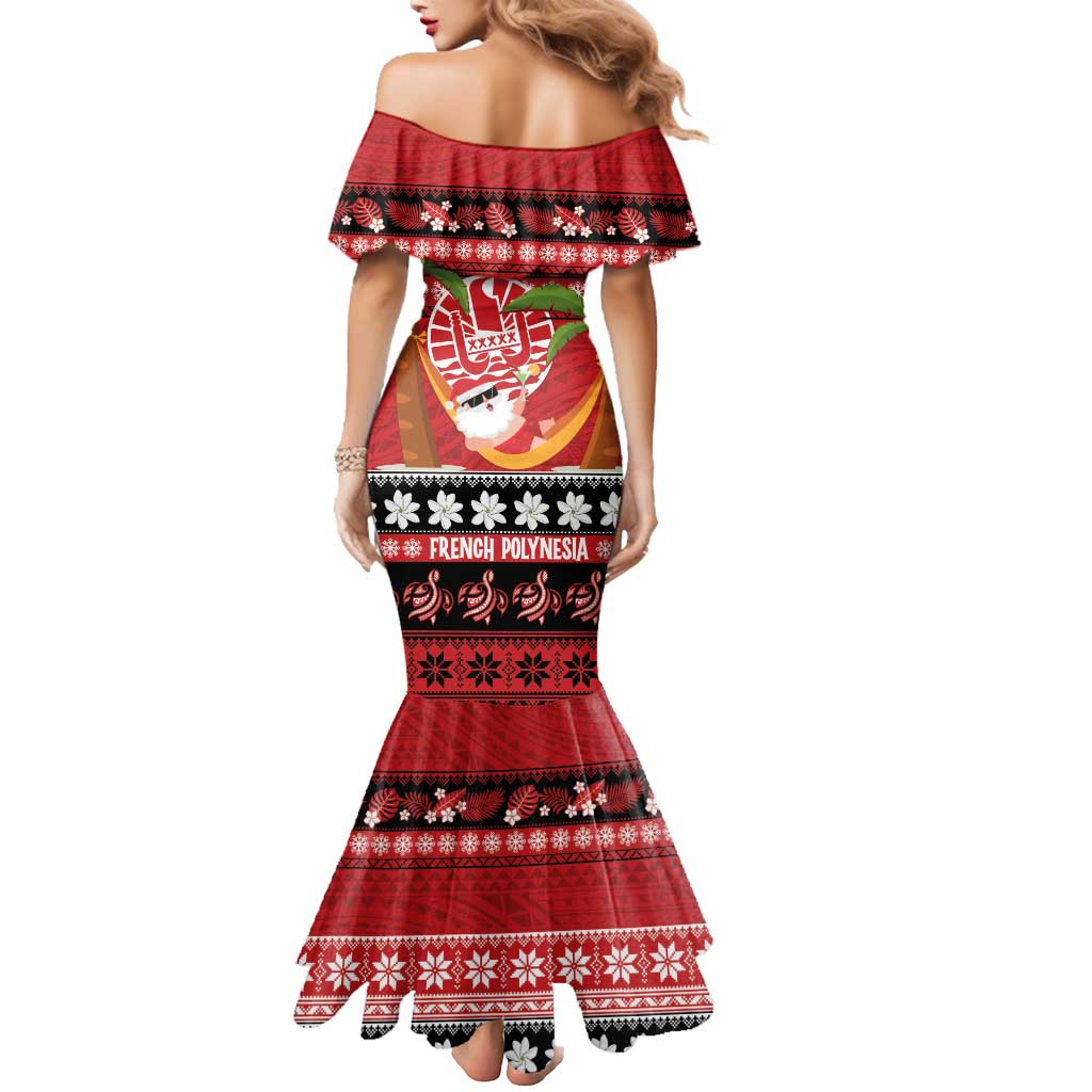 French Polynesia Christmas Mermaid Dress Tiare Chilling Santa Oaoa I teie Noera - Polynesian Pride