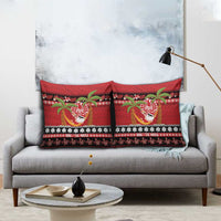 French Polynesia Christmas Pillow Cover Tiare Chilling Santa Oaoa I teie Noera - Polynesian Pride